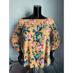 About A Girl Yellow & Floral Blouse M